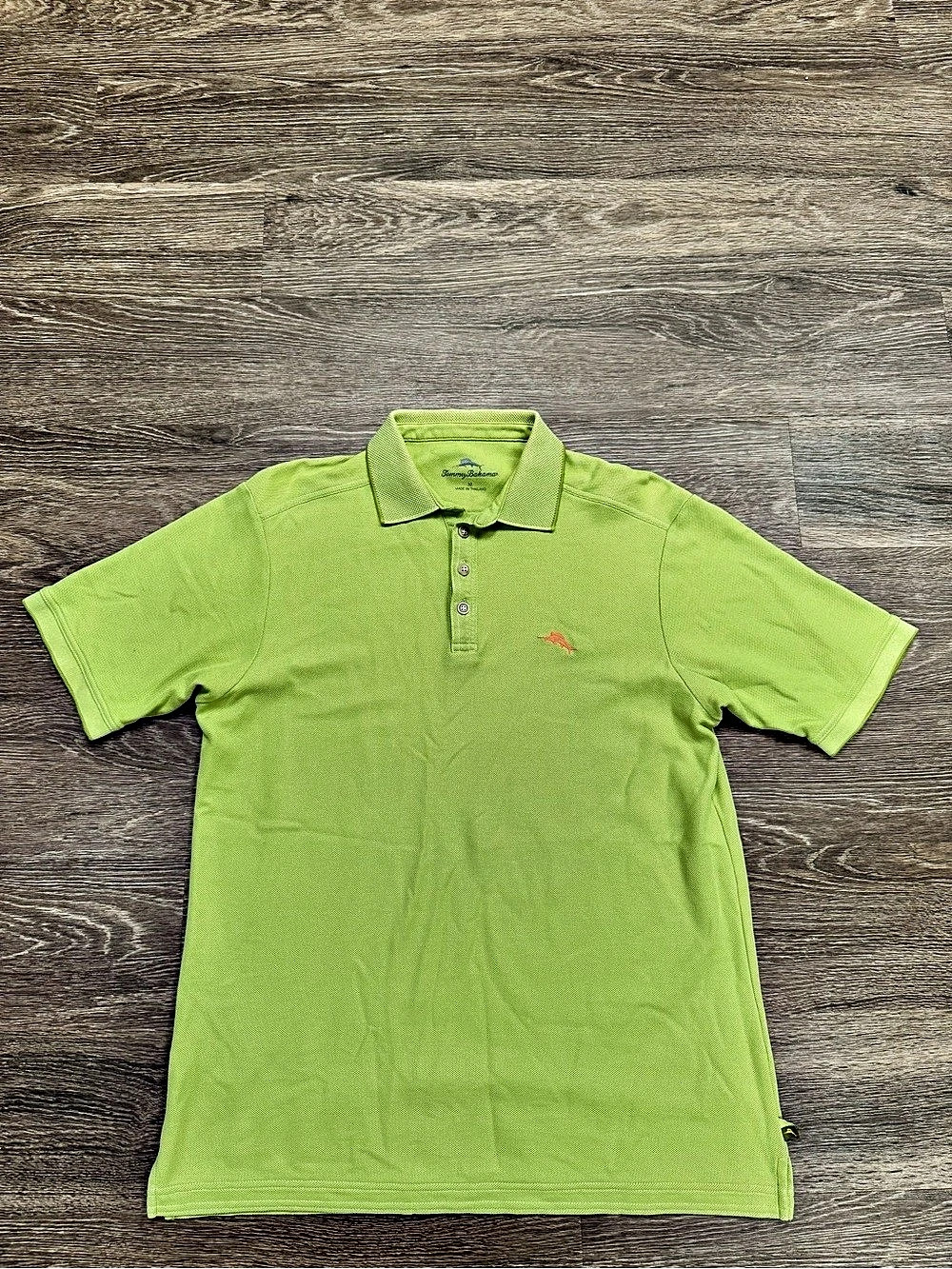 Tommy Bahama Men’s M Lime Green Pima Cotton Blend Marlin Logo Polo Shirt